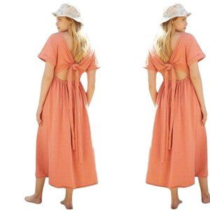 FREE PEOPLE SORRENTO ORANGE MIDI DRESS NWT